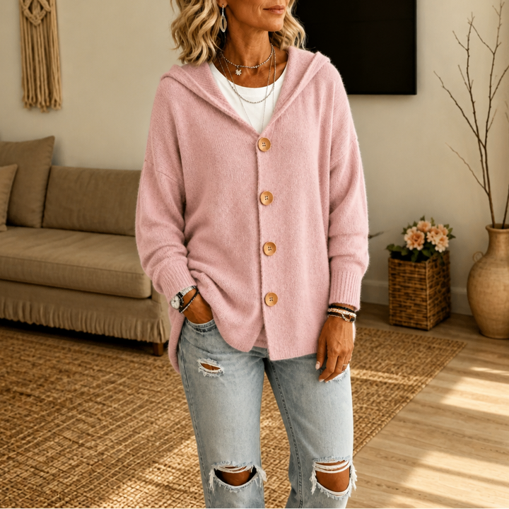 Norah hooded waffle knit button cardigan – image 17