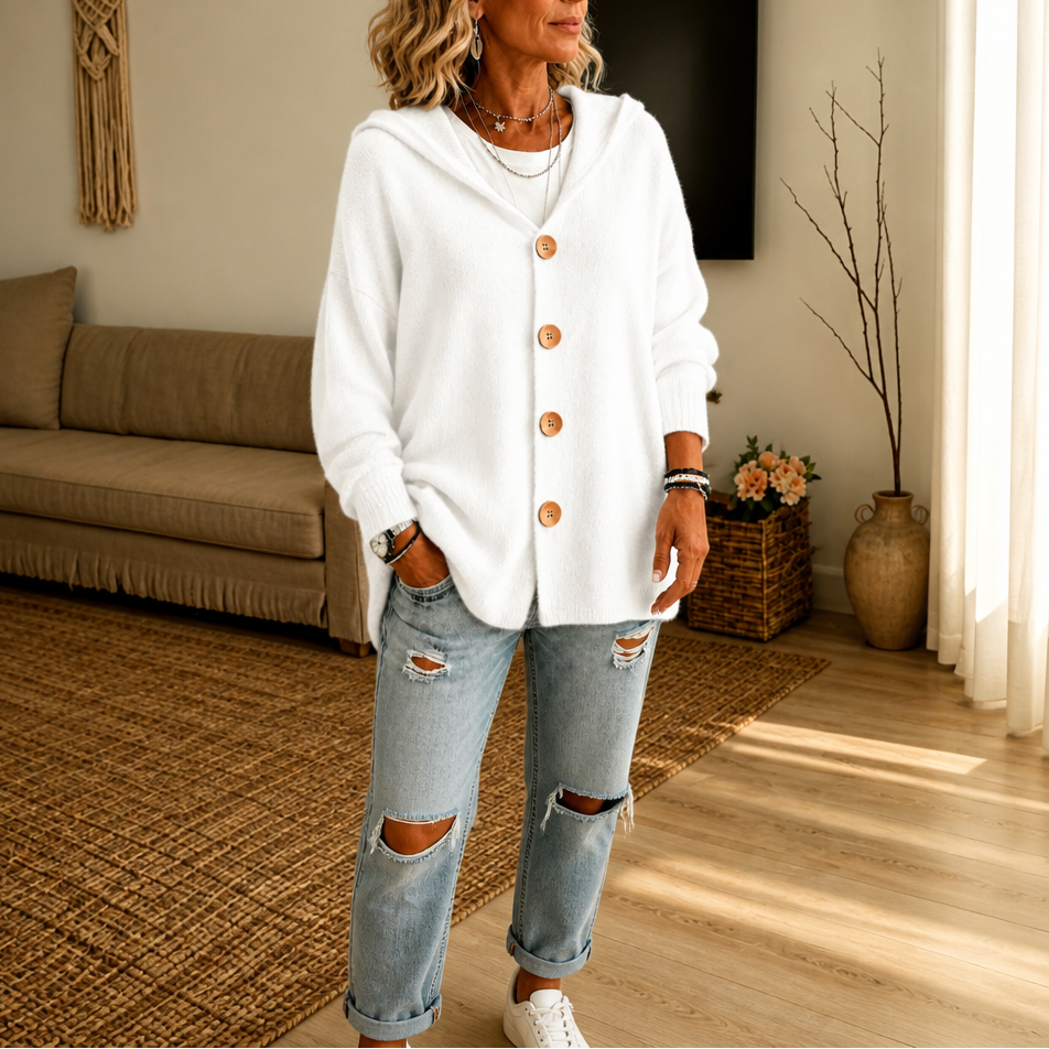 Norah hooded waffle knit button cardigan – image 18