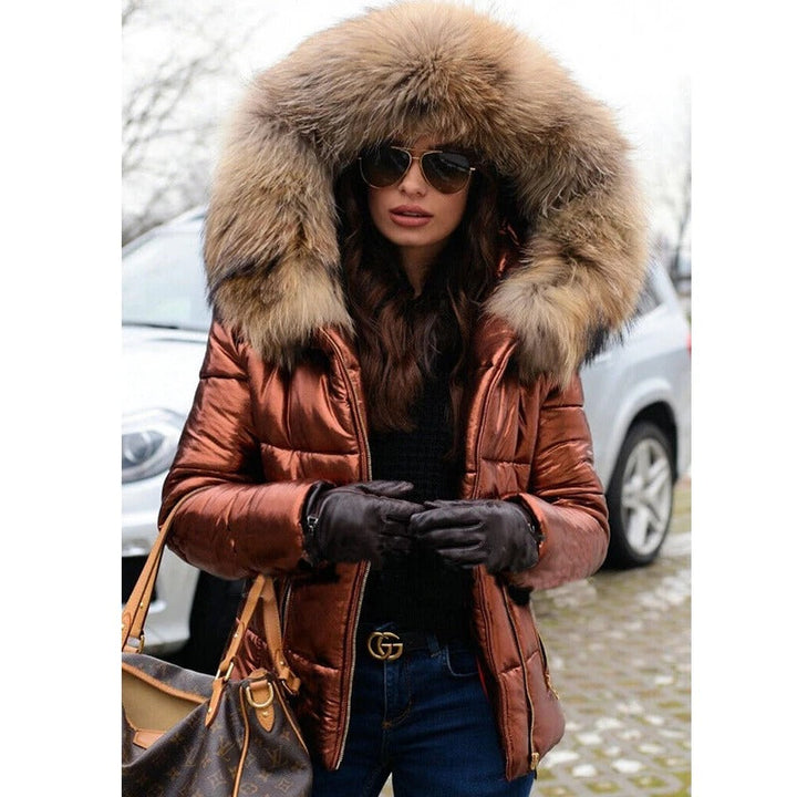 Amina faux fur lined hooded jacket with collar – image 11