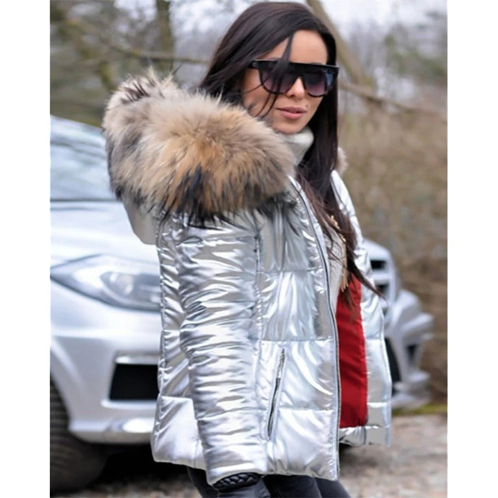 Amina faux fur lined hooded jacket with collar – image 12