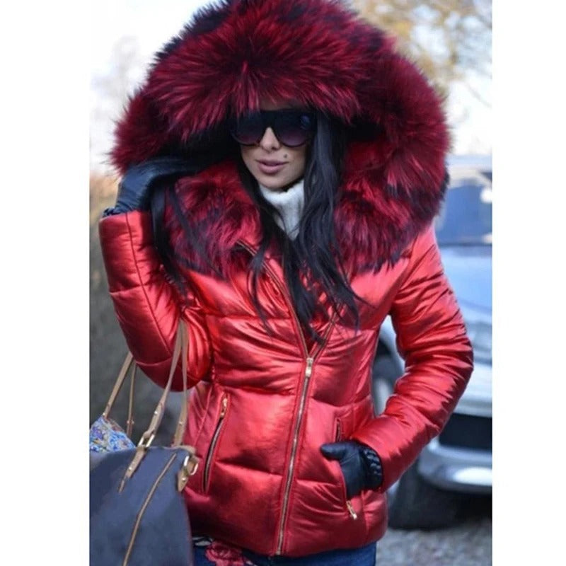 Amina faux fur lined hooded jacket with collar – image 7