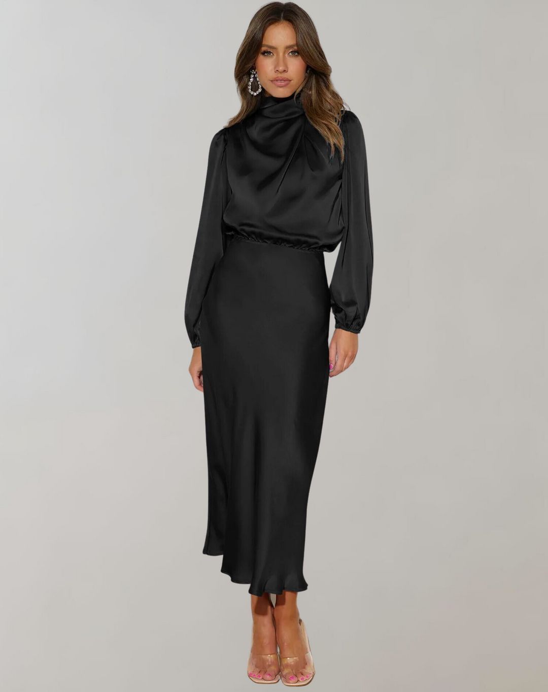 Rory high neck satin maxi gown – image 6