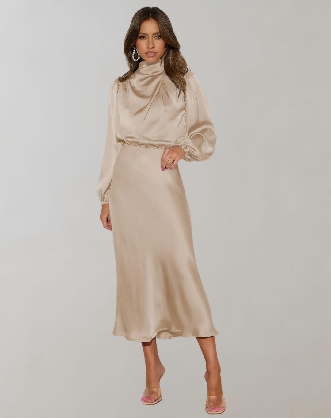 Rory high neck satin maxi gown – image 4