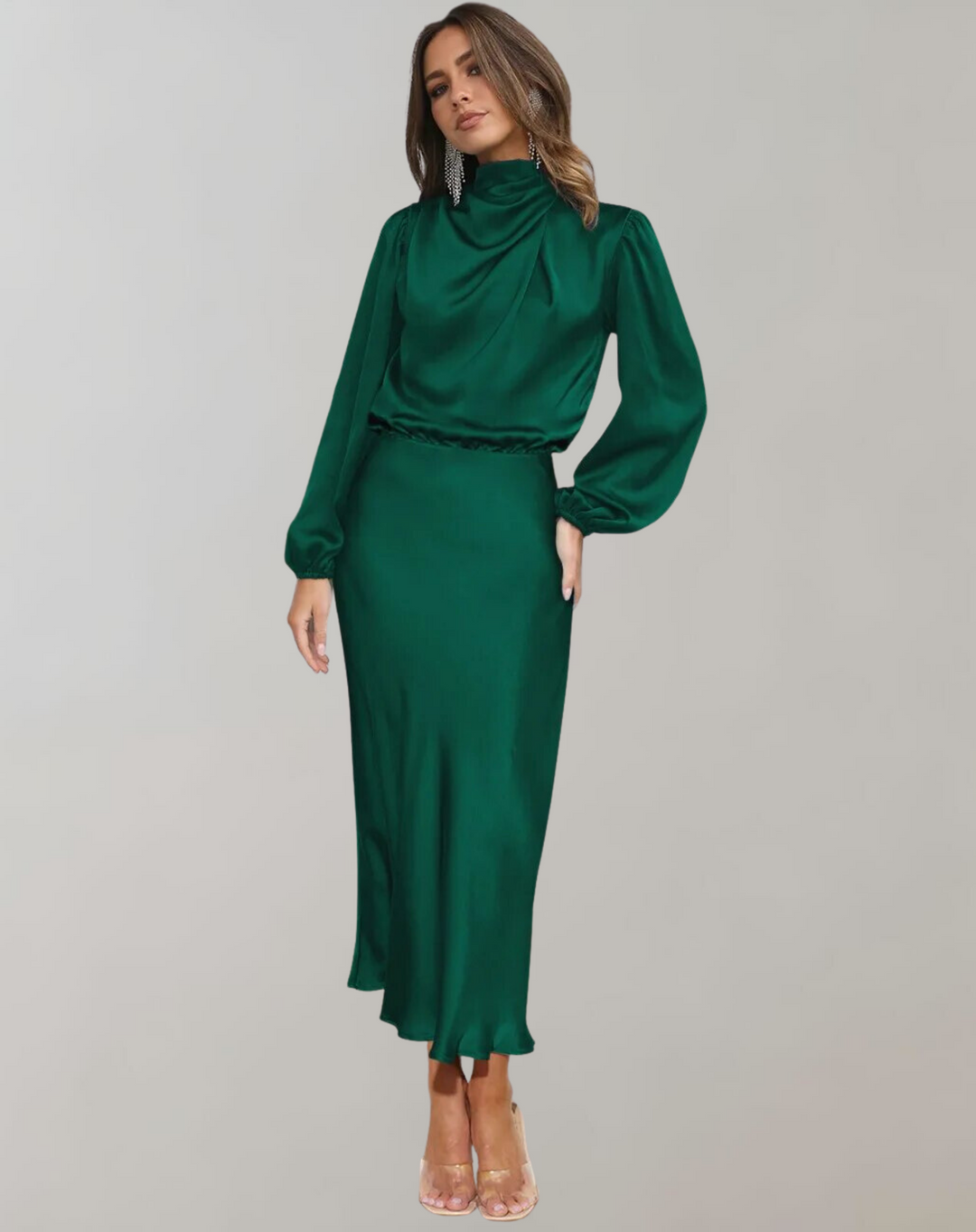 Rory high neck satin maxi gown – image 3