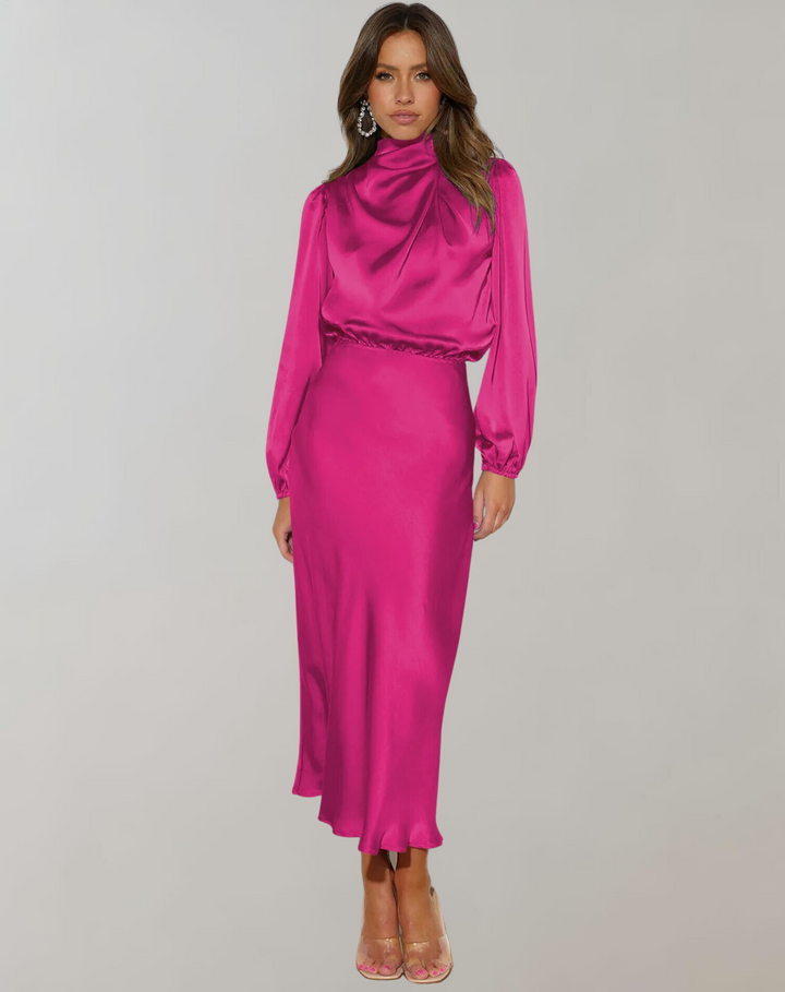 Rory high neck satin maxi gown – image 8