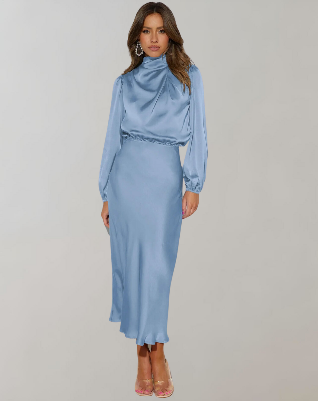 Rory high neck satin maxi gown – image 7