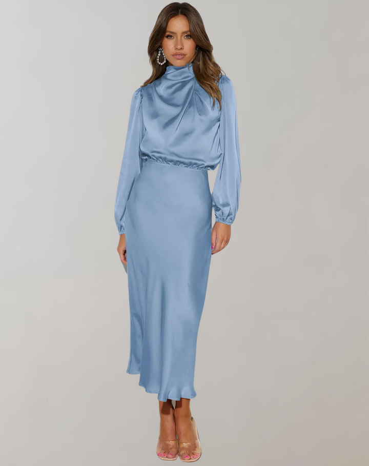 Rory high neck satin maxi gown – image 7