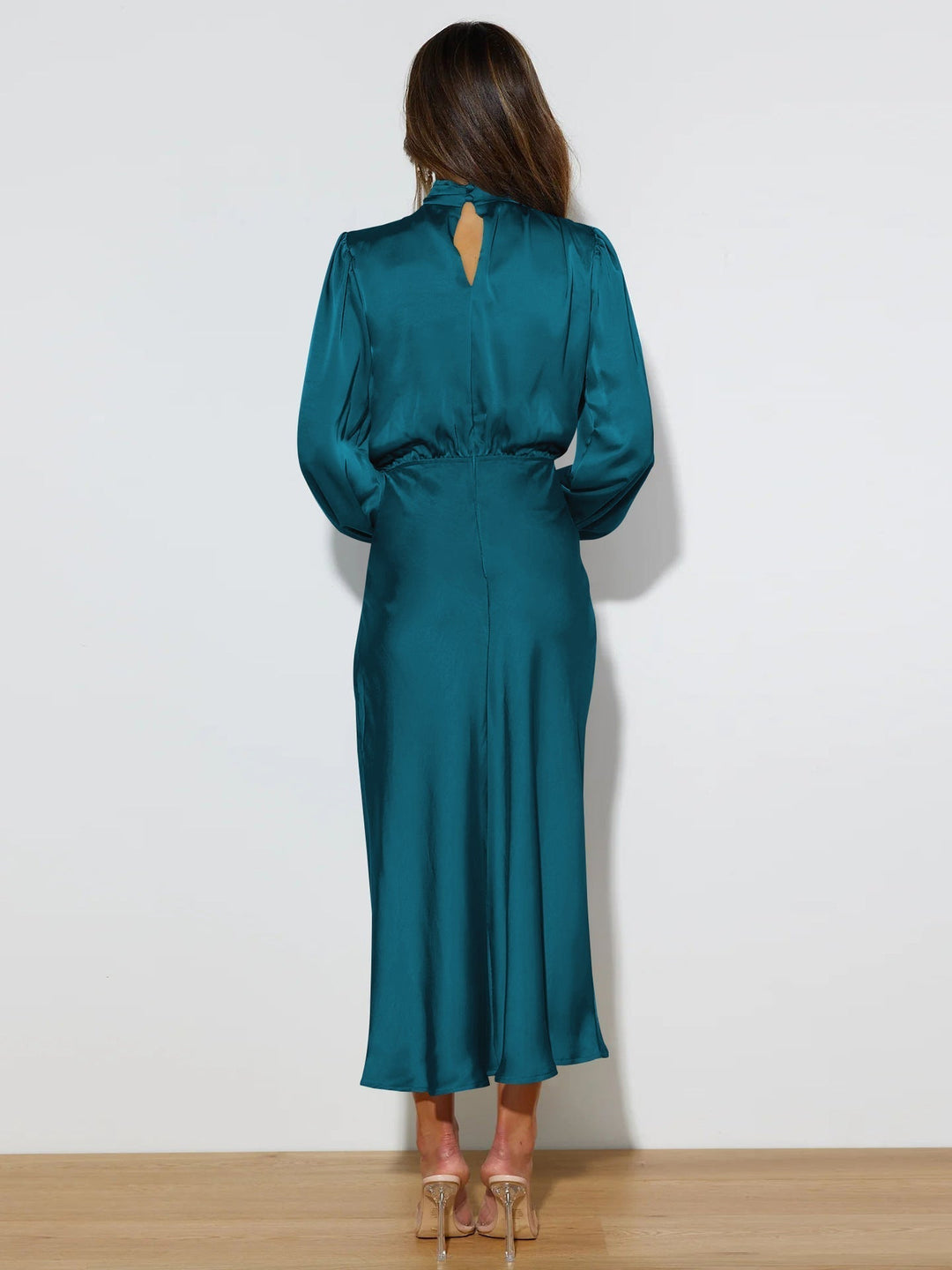 Rory high neck satin maxi gown – image 2