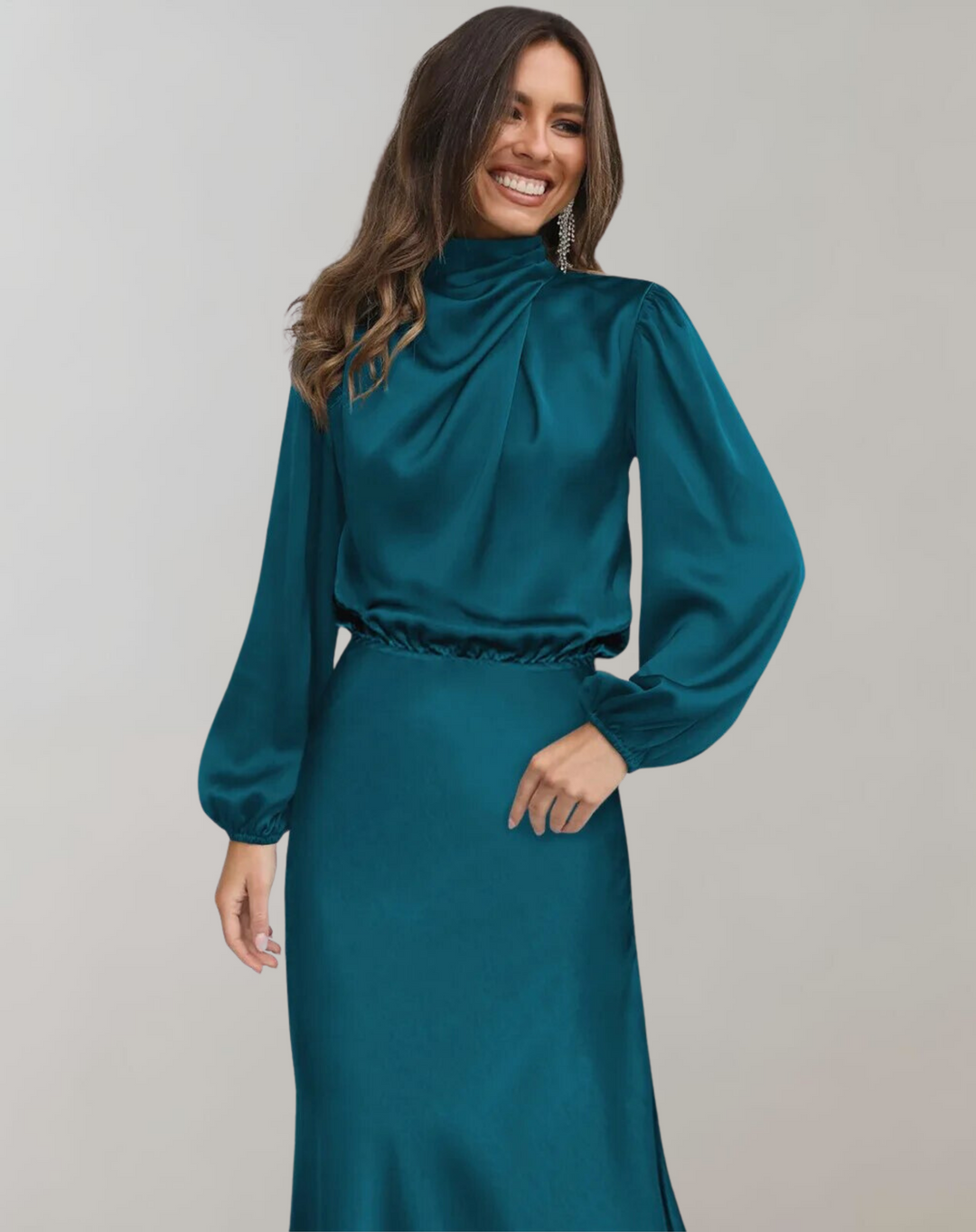 Rory high neck satin maxi gown