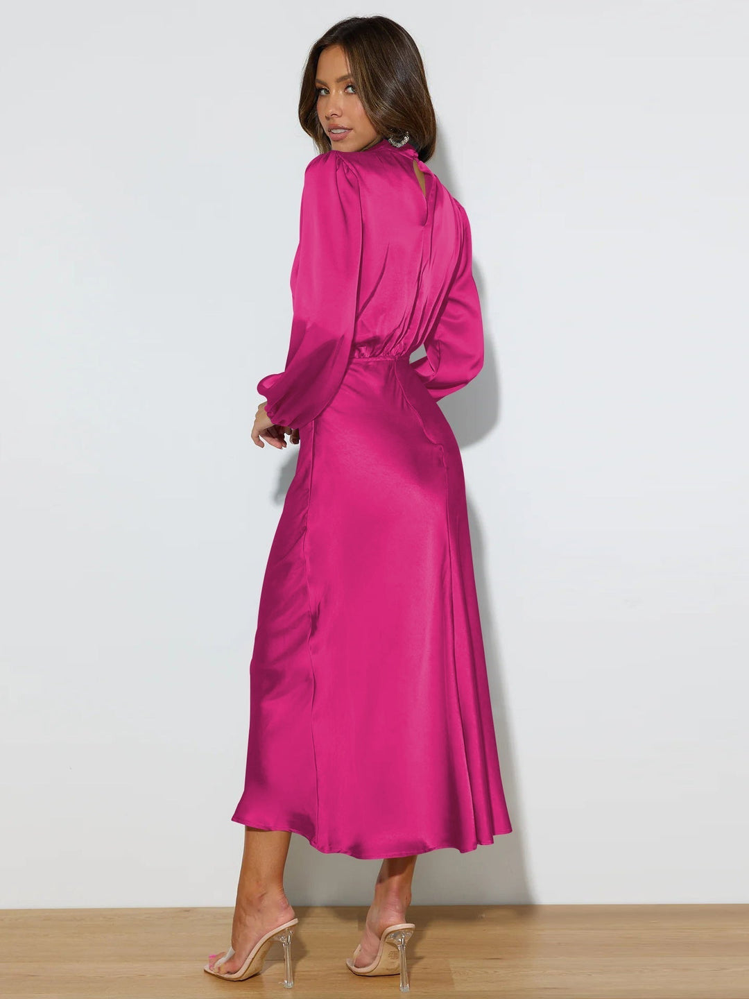Rory high neck satin maxi gown – image 9