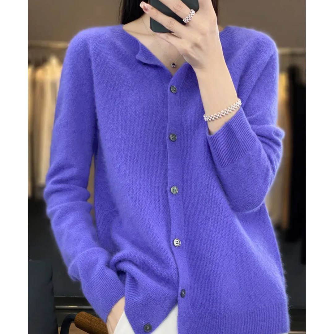 Poppy crew neck soft knit button cardigan – image 3