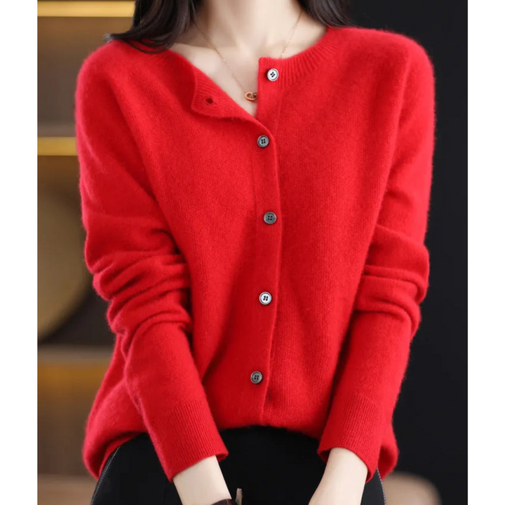 Poppy crew neck soft knit button cardigan – image 14