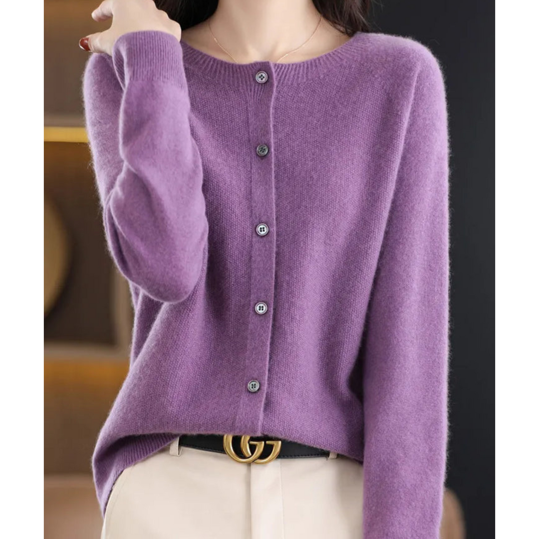 Poppy crew neck soft knit button cardigan – image 9