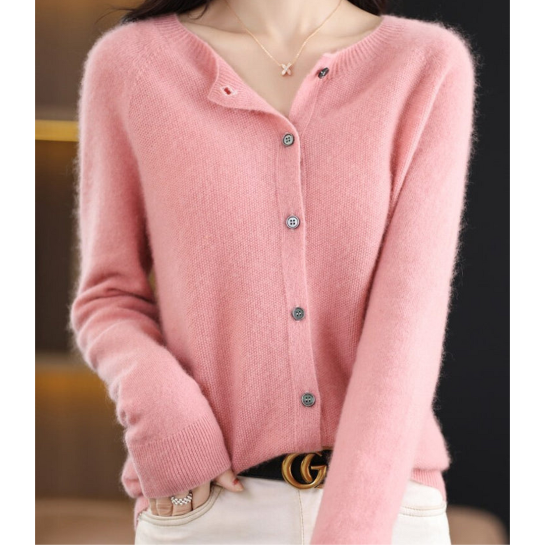 Poppy crew neck soft knit button cardigan – image 2