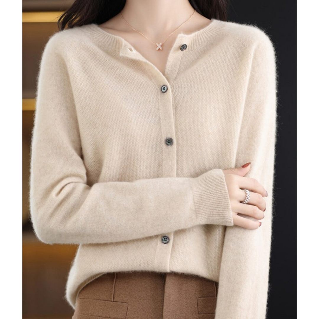Poppy crew neck soft knit button cardigan – image 15