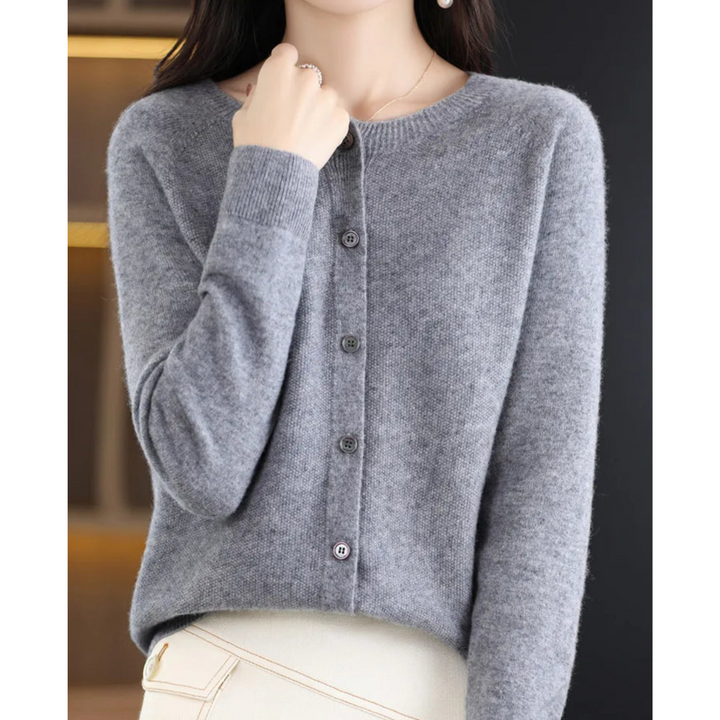 Poppy crew neck soft knit button cardigan – image 7
