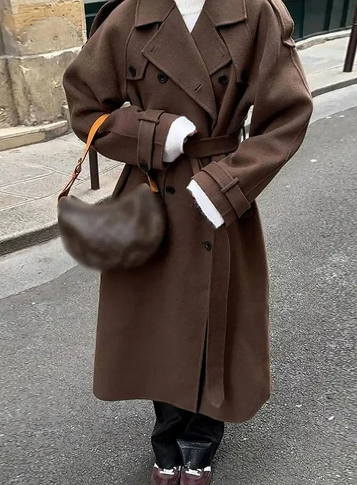 Simona belted button front midi coat – image 4