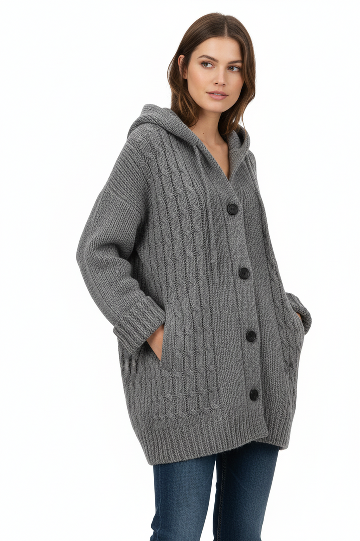 Sadie chunky knit hooded wool blend coat – image 10
