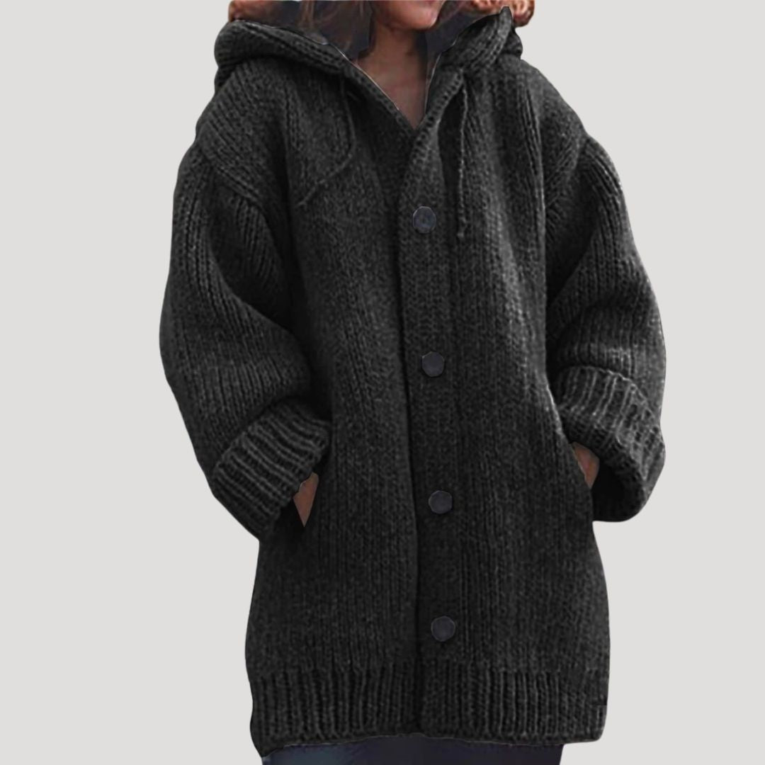 Sadie chunky knit hooded wool blend coat – image 2