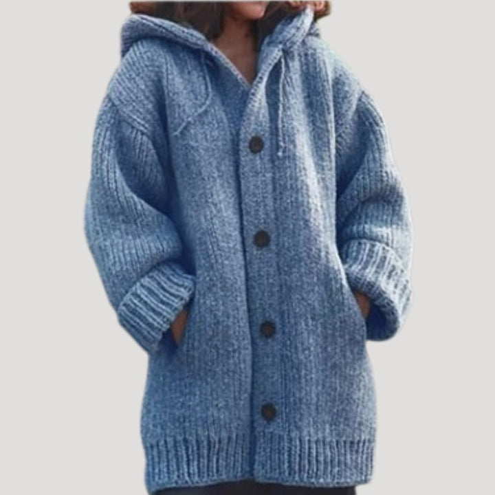 Sadie chunky knit hooded wool blend coat – image 3