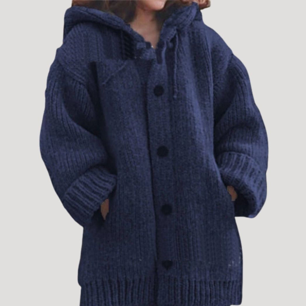 Sadie chunky knit hooded wool blend coat – image 4