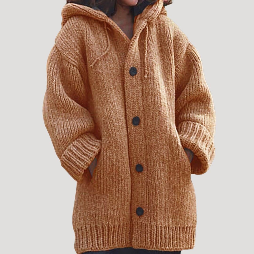 Sadie chunky knit hooded wool blend coat – image 7