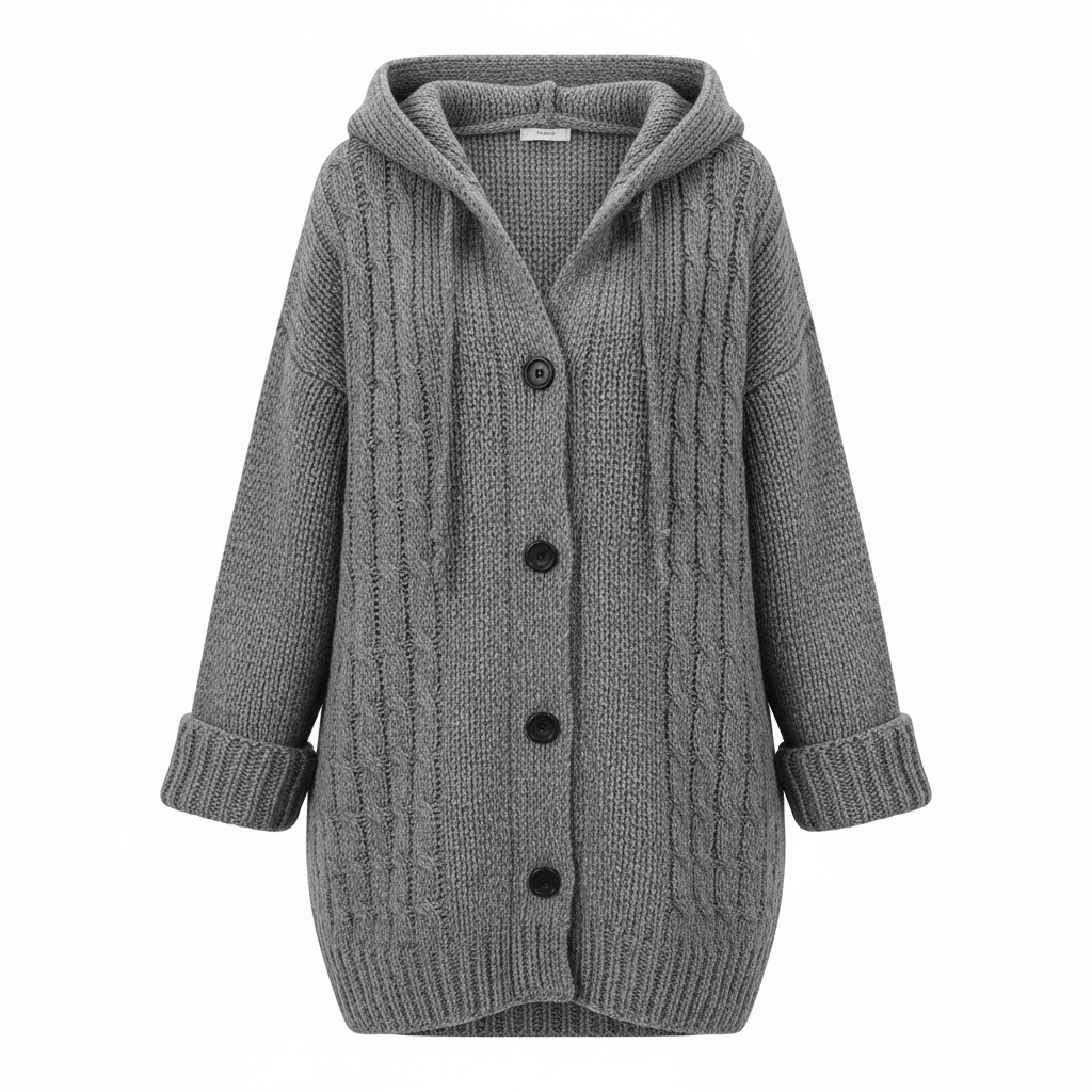 Sadie chunky knit hooded wool blend coat – image 9
