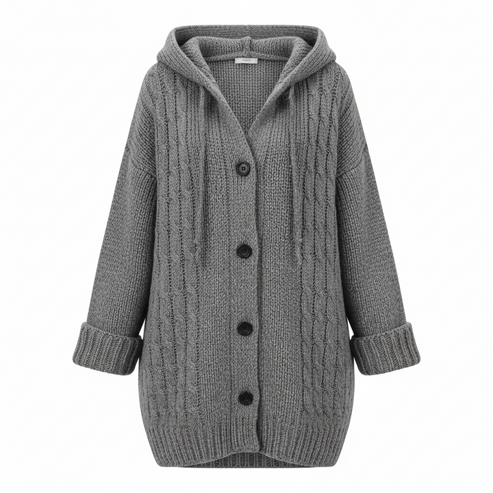 Sadie chunky knit hooded wool blend coat – image 9