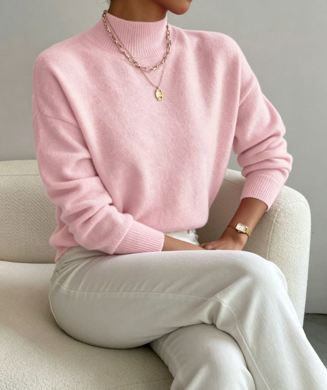Brianna fine knit stand collar sweater