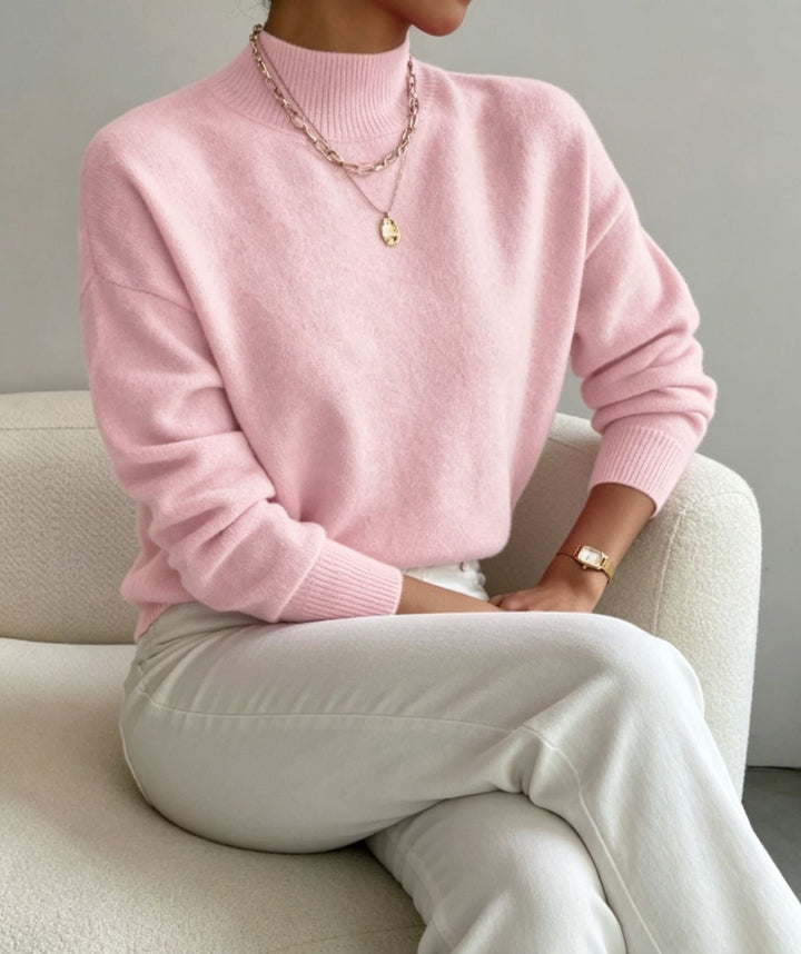 Brianna fine knit stand collar sweater