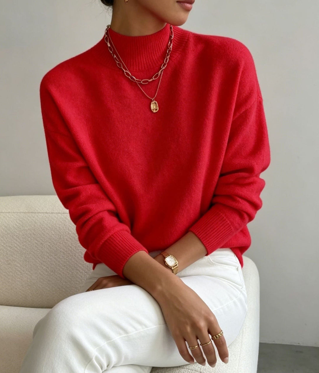 Brianna fine knit stand collar sweater – image 13