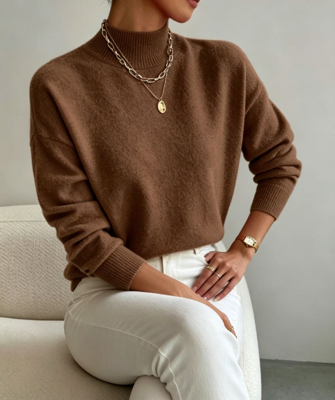 Brianna fine knit stand collar sweater – image 19