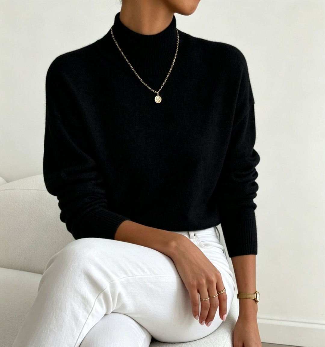 Brianna fine knit stand collar sweater – image 3