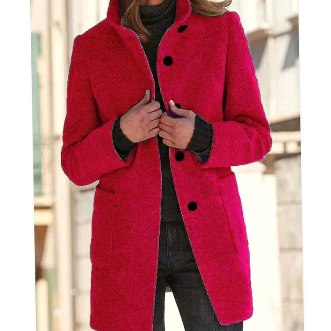 Brittany stand collar wool blend button coat