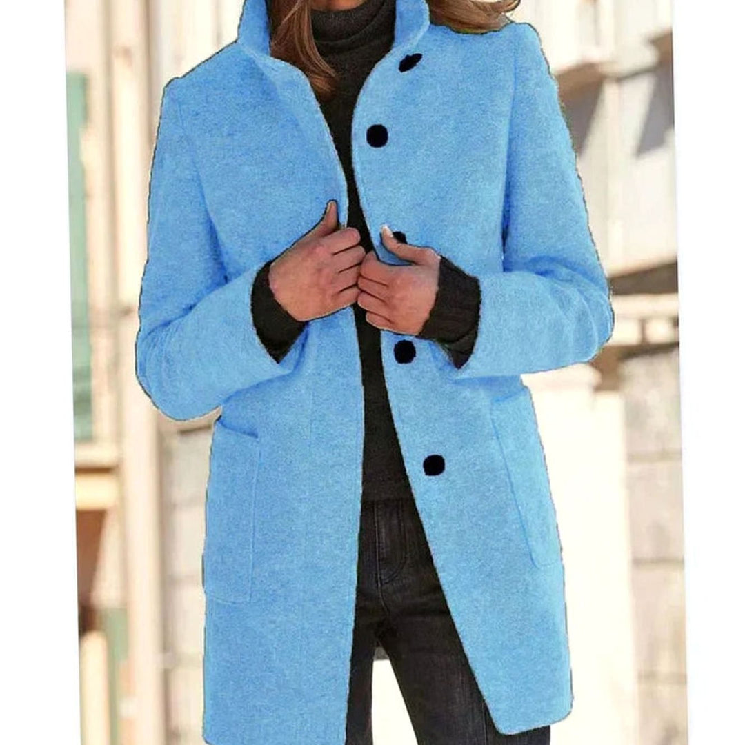 Brittany stand collar wool blend button coat – image 10