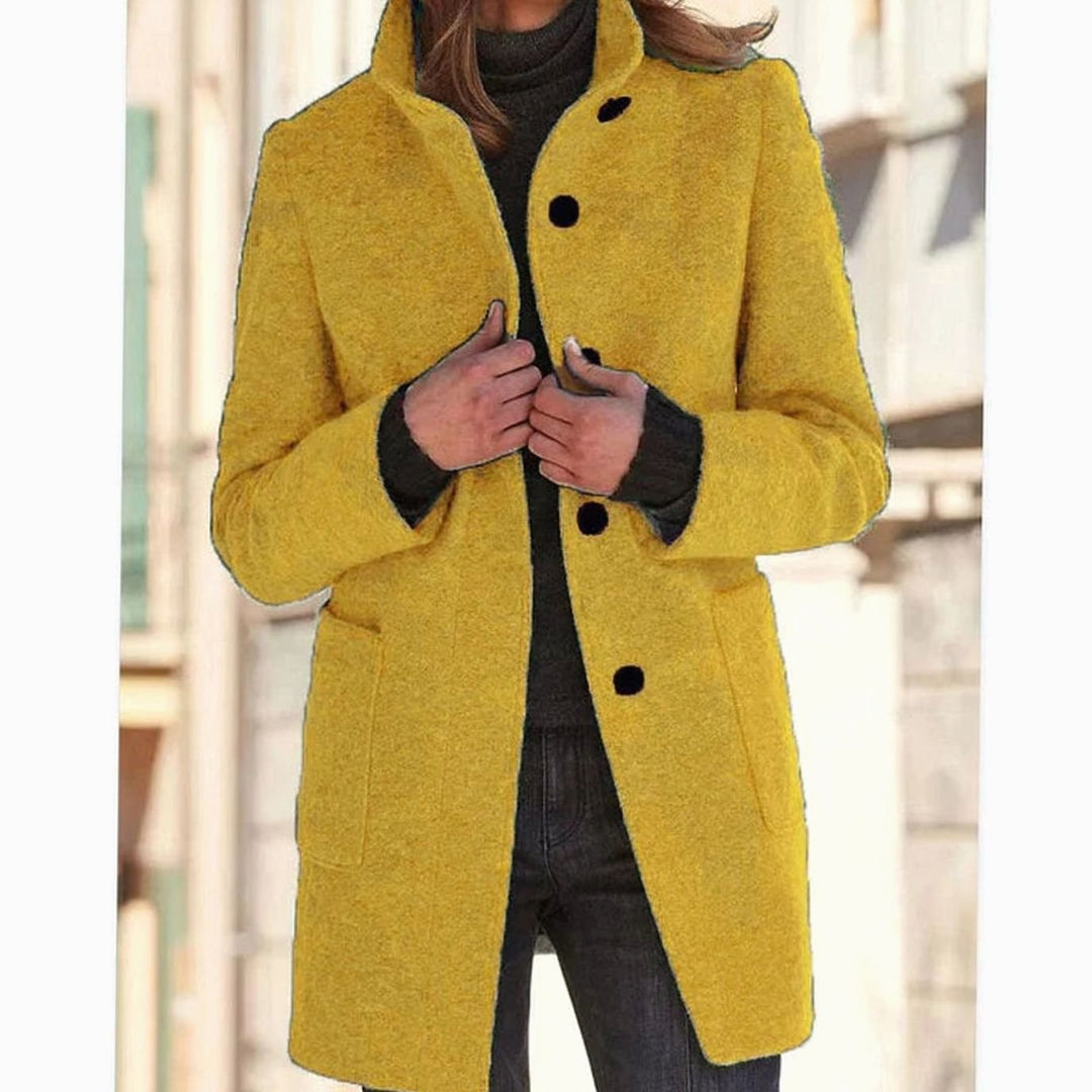 Brittany stand collar wool blend button coat – image 11