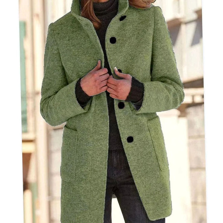 Brittany stand collar wool blend button coat – image 12