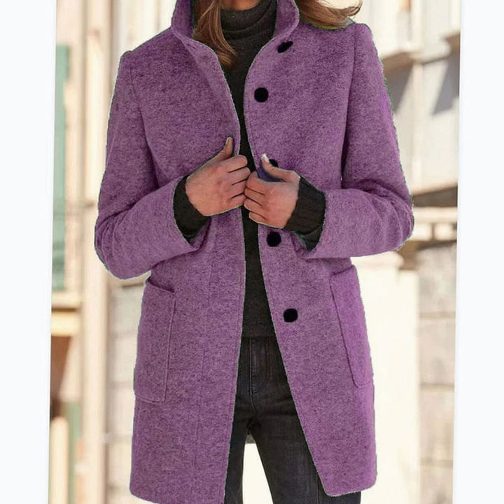 Brittany stand collar wool blend button coat – image 4