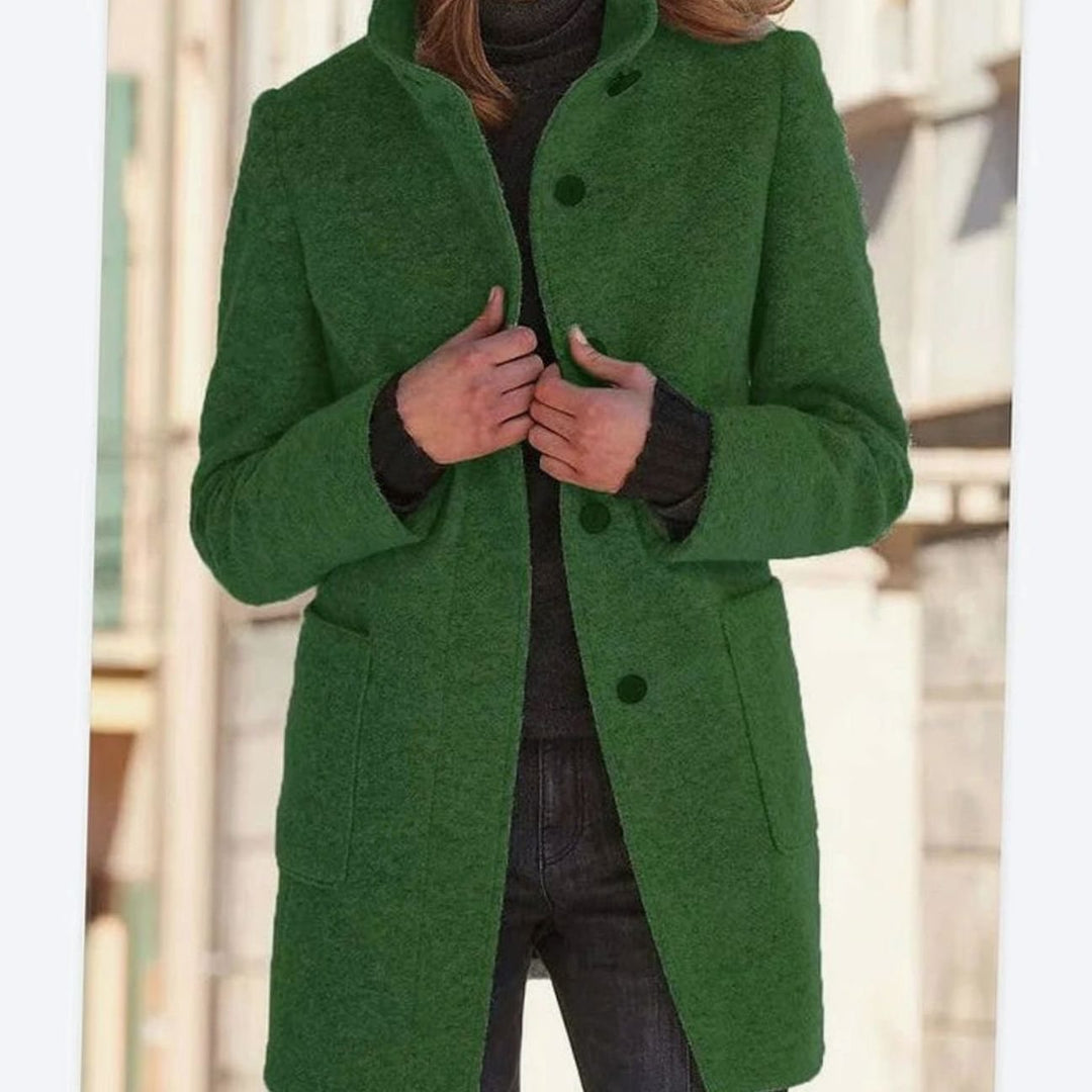 Brittany stand collar wool blend button coat – image 5