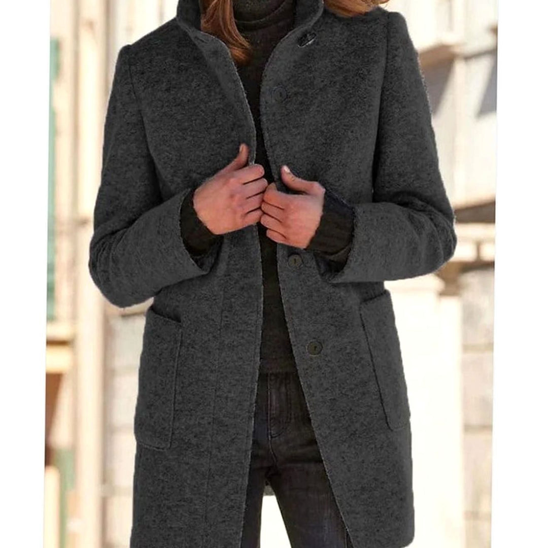 Brittany stand collar wool blend button coat – image 6