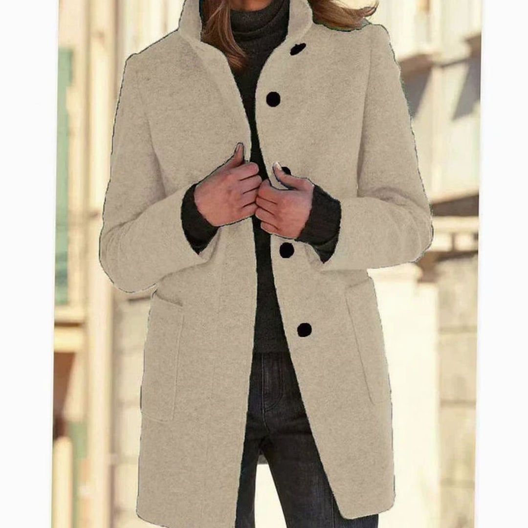Brittany stand collar wool blend button coat – image 7