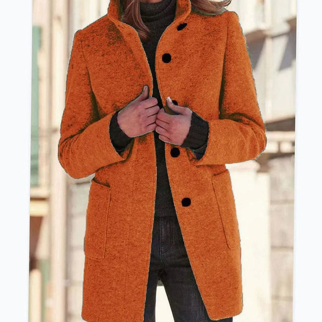Brittany stand collar wool blend button coat – image 8