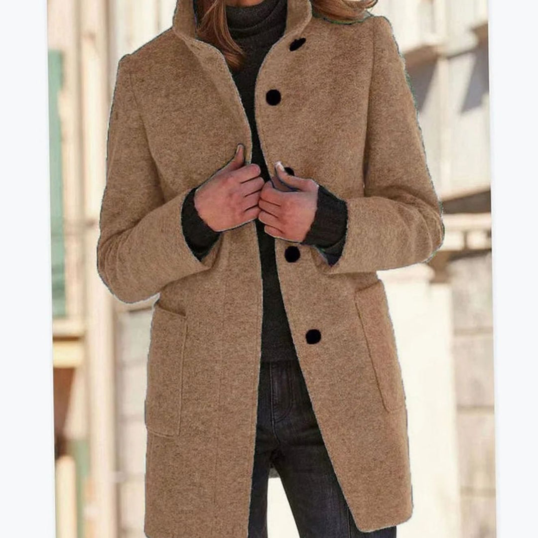 Brittany stand collar wool blend button coat – image 9