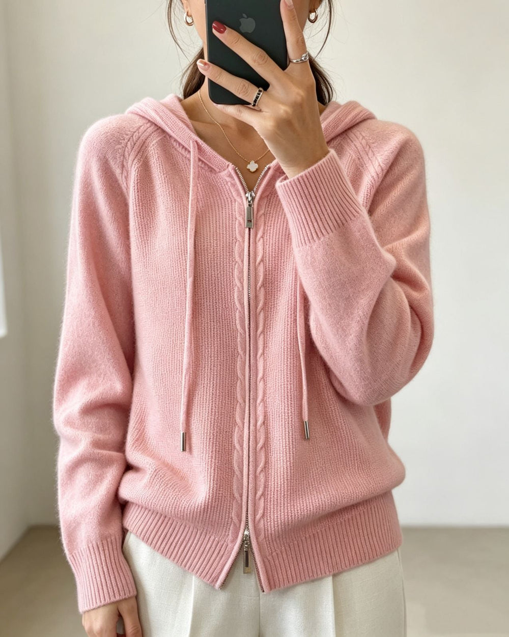Faith fine knit zip up hooded cardigan – image 2