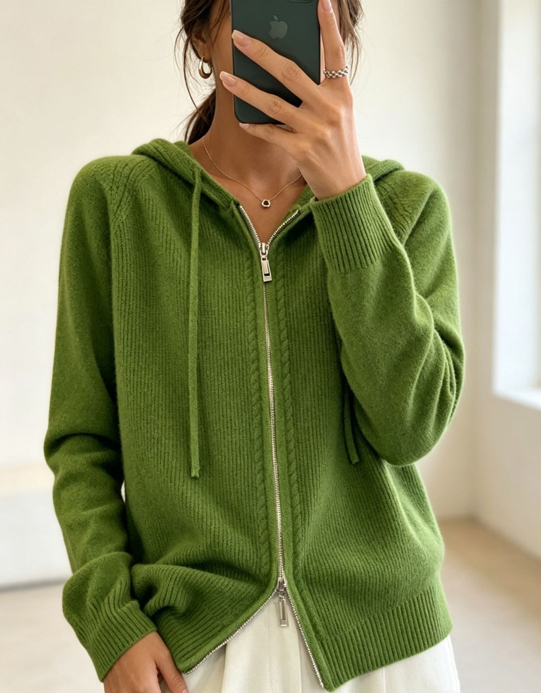 Faith fine knit zip up hooded cardigan – image 3