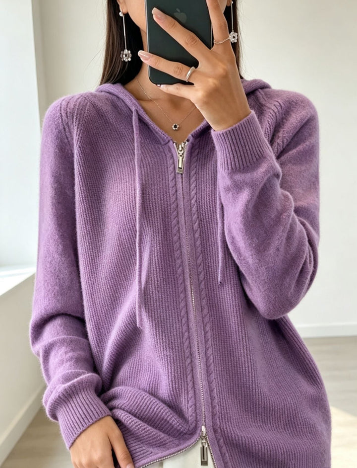 Faith fine knit zip up hooded cardigan – image 4