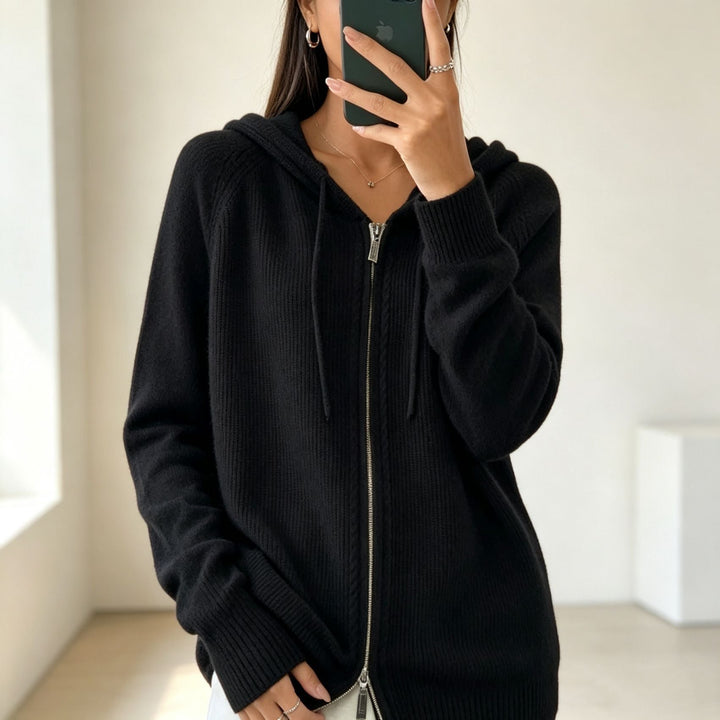 Faith fine knit zip up hooded cardigan – image 6