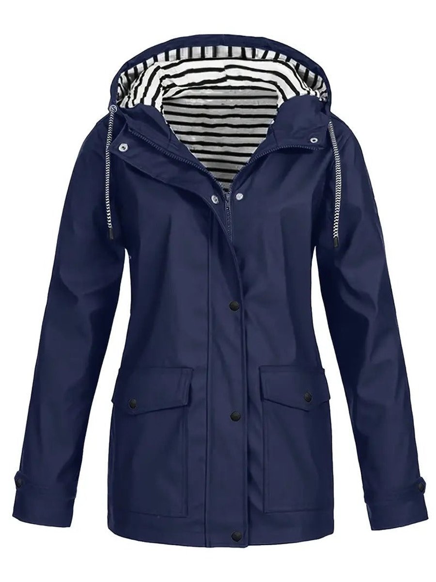 Vivi stripe lined hooded zip raincoat – image 2
