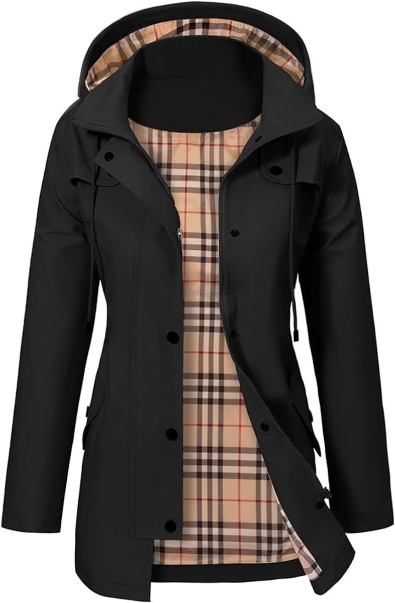 Ayla plaid lined hooded raincoat