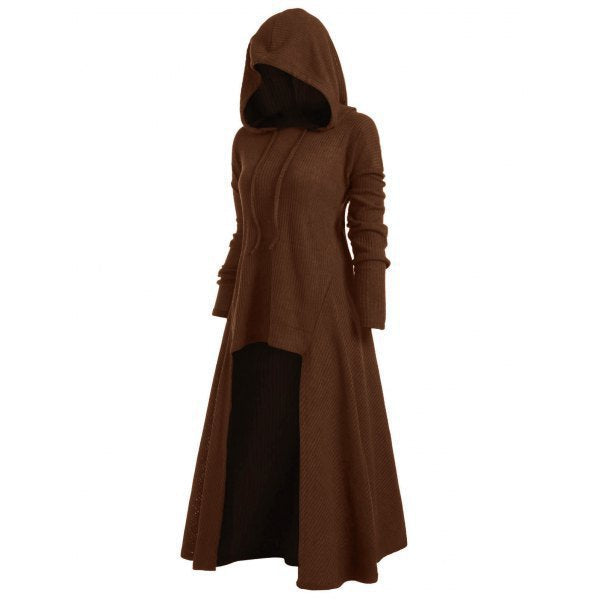 Rosalie hooded knit maxi coat with asymmetric hem